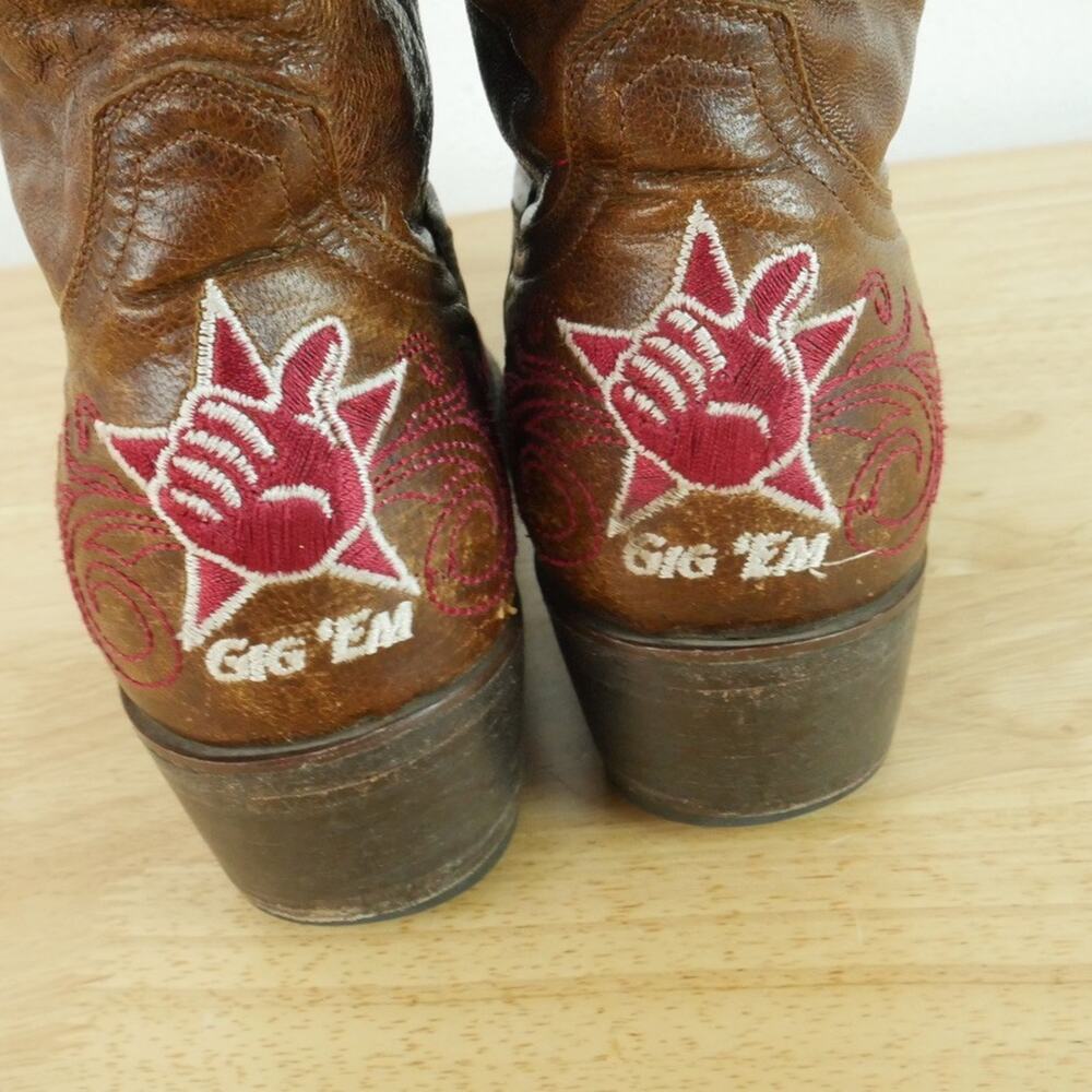 Gameday Boots Texas A & M Aggies Cowboy Boots Leather Women's 8 1/2 Embroidered - Picture 7 of 12